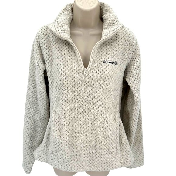 Columbia Womens White Fleece 1/4 Zip Pullover Sweater Size Small - Picture 7 of 11